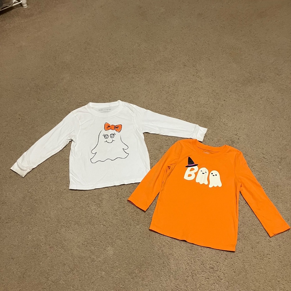 Mustard Ketchup Kids Cat Jack Halloween Ghost Boo Shirts Lot 2 Toddler 3T XXS